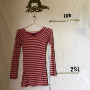 Pink and Gold striped tee XS